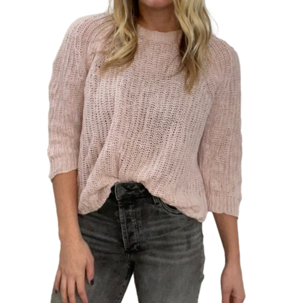 J Crew Relaxed Fit Pink Beach Linen Sweater Women Size M